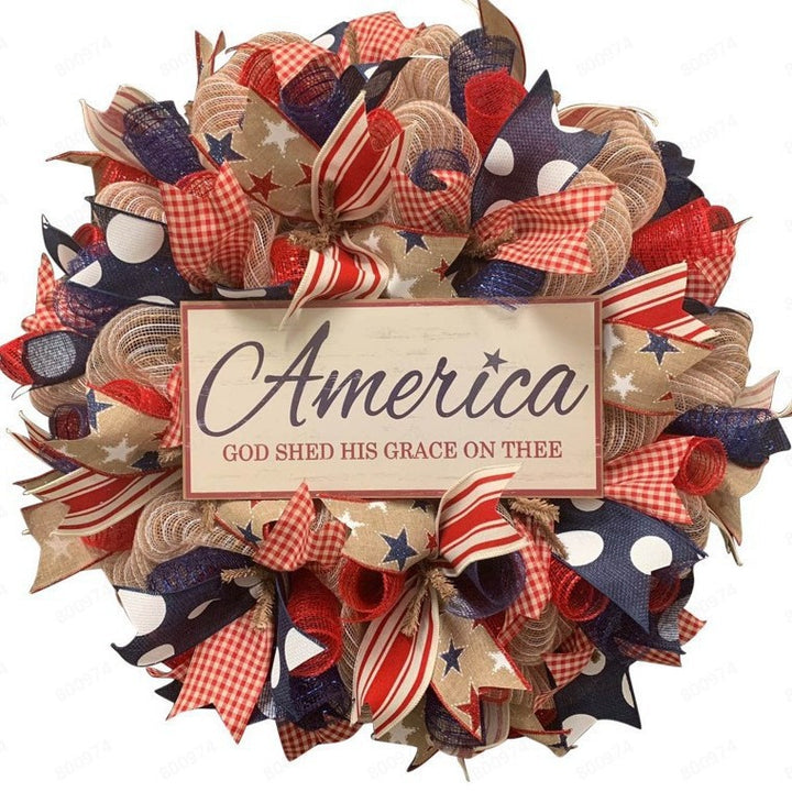 Unisex nan more patriotic door wreath with eagle Statue of Liberty and flag motif Bowlift