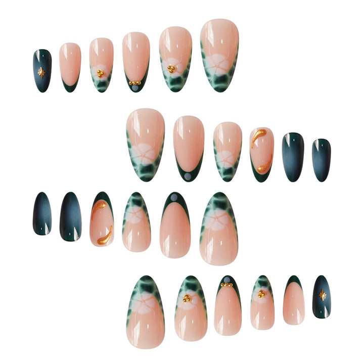 Elegant Abstract Floral Press-On Nail Extensions Bowlift