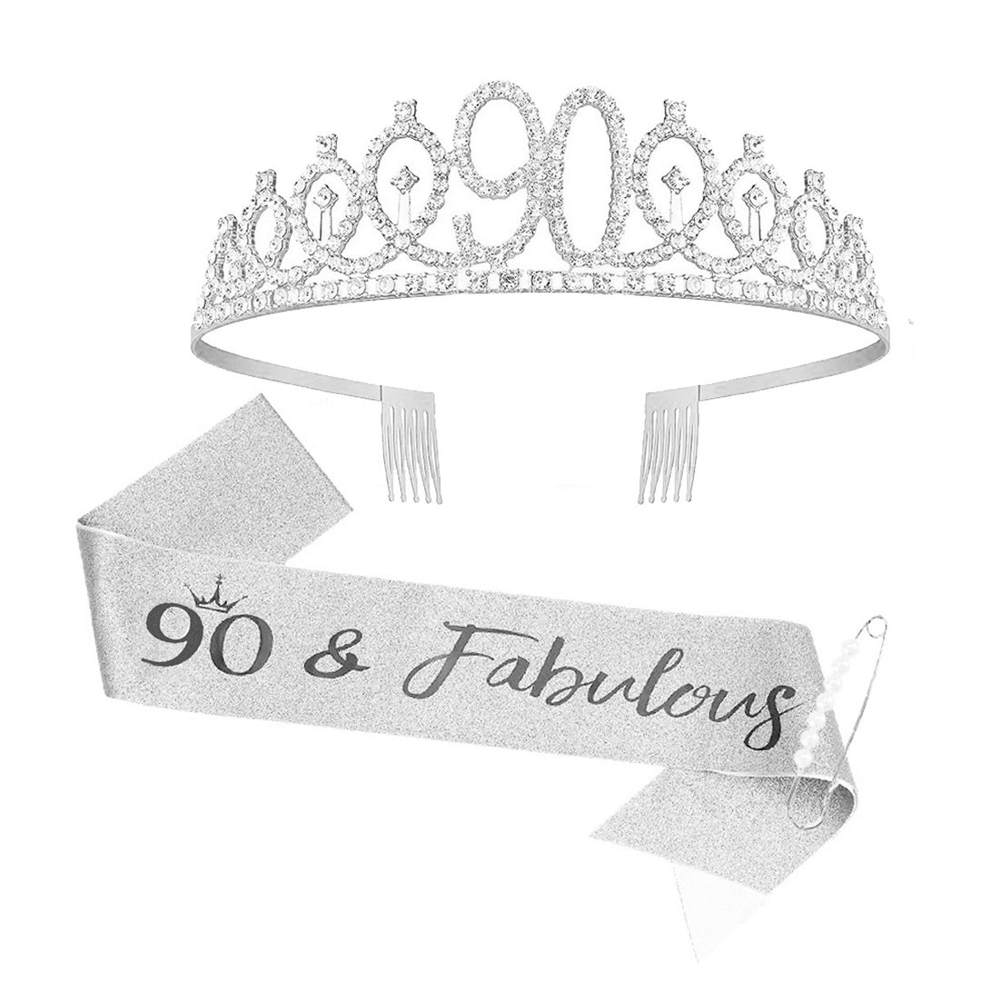 Women Crystal-Embellished Birthday Crown with Personalized Sash Bowlift