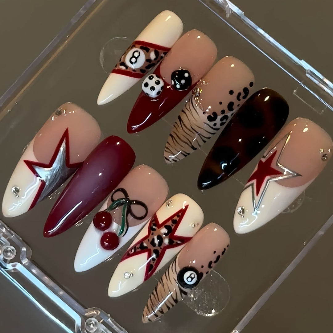Artistic Stiletto Press-On Nail Set with Unique Designs Bowlift