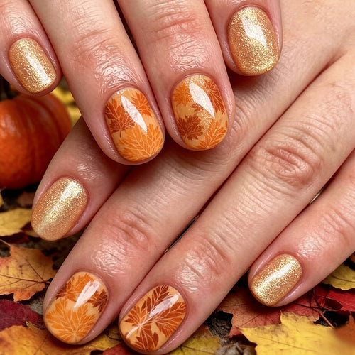 Autumn Leaf Press-On Nail Art Bowlift