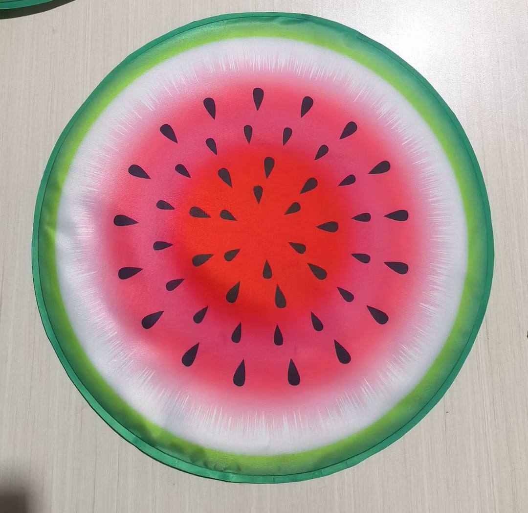 Unisex nano round beach towel made of microfiber with citrus slice pattern and sand-free design Bowlift