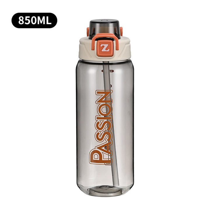 Ladies drinking bottle with integrated measuring system and flip-top closure Bowlift