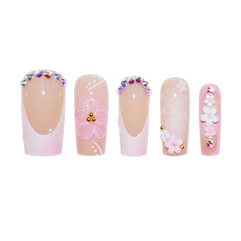 Artistic Floral Nail Extensions Bowlift