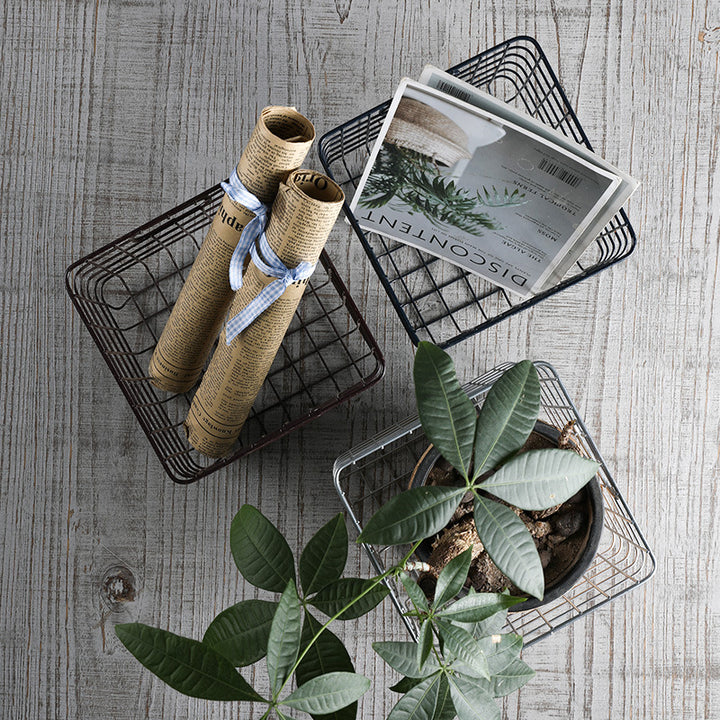 Unisex Wire Storage Basket with Ergonomic Handles Bowlift