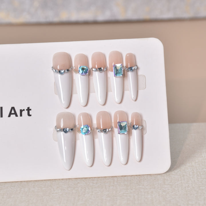 Elegant Gem-Accented Press-On Nail Extensions Bowlift