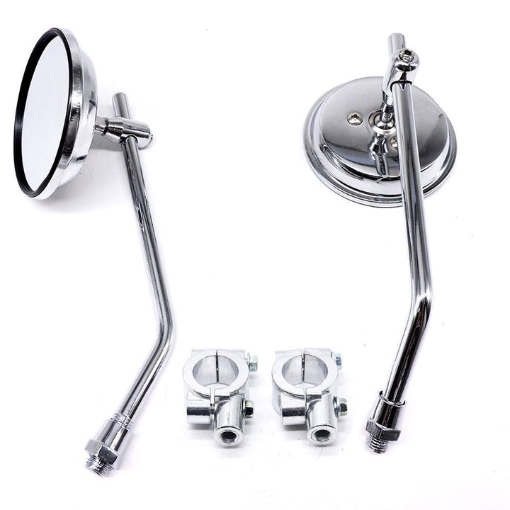 adjustable chrome motorcycle handlebar rearview mirrors with universal clamp mounts Bowlift