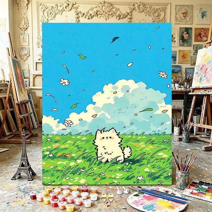 Playful Cat Illustration Art Print Bowlift