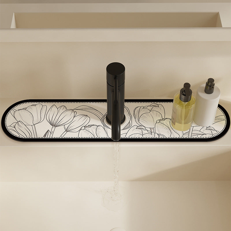 Decorative Semi-Circle Sink Faucet Splash Mat Bowlift