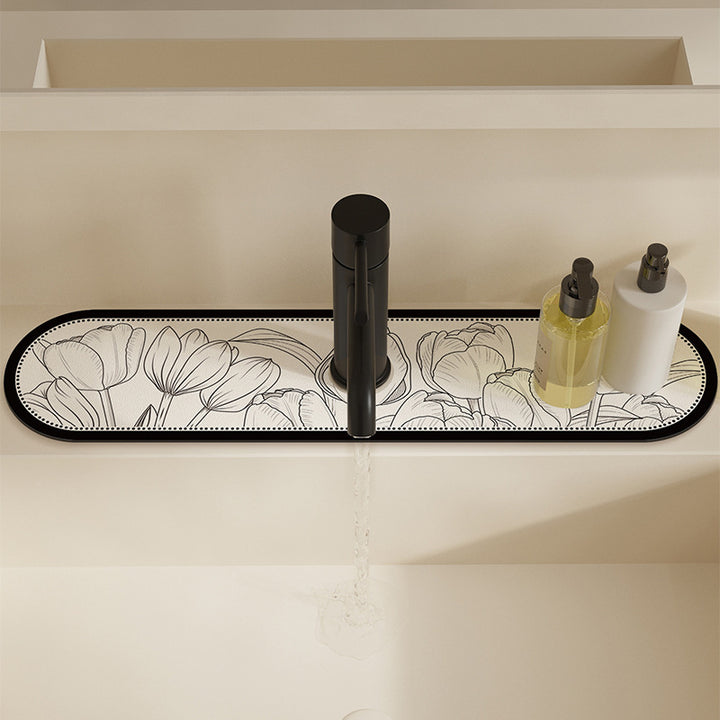 Decorative Semi-Circle Sink Faucet Splash Mat Bowlift