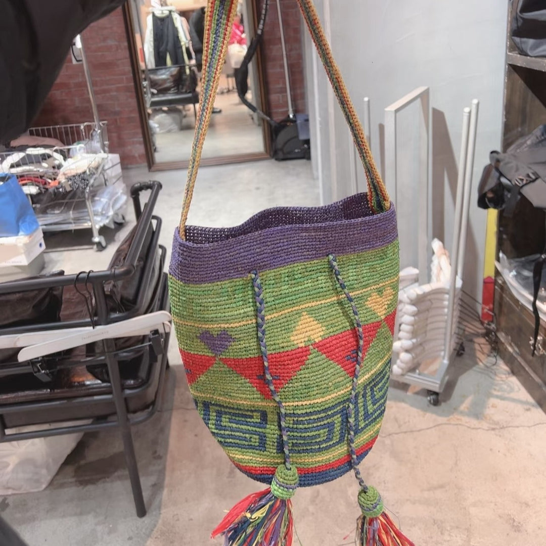 Handmade tote bag with colorful tassels Bowlift