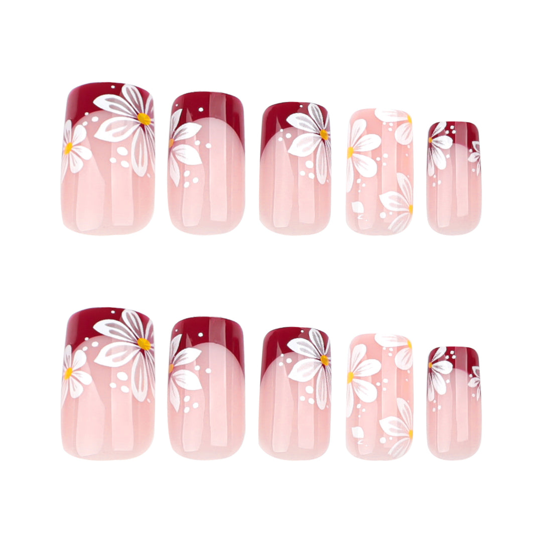 Artistic Nail Extensions with Floral Design Bowlift