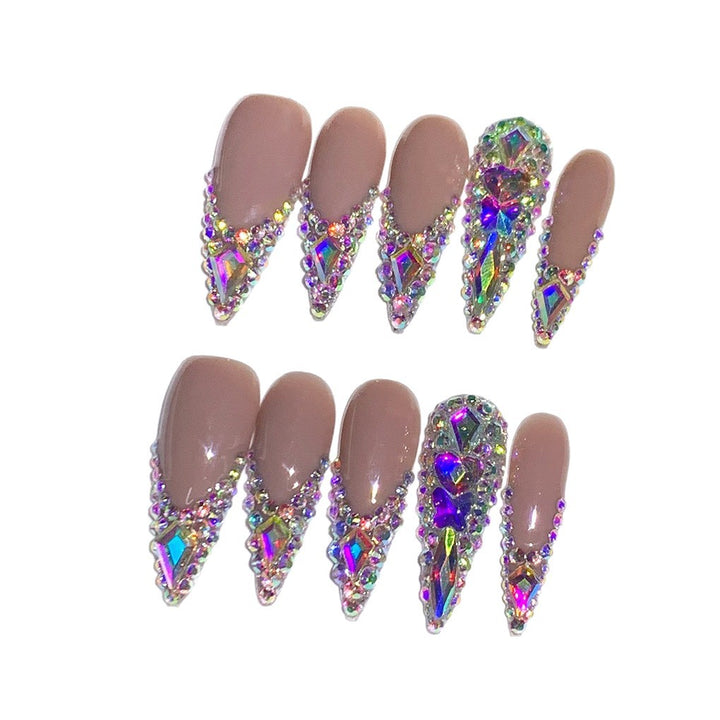 Glamorous Rhinestone-Embellished Stiletto Nail Art Extensions Bowlift