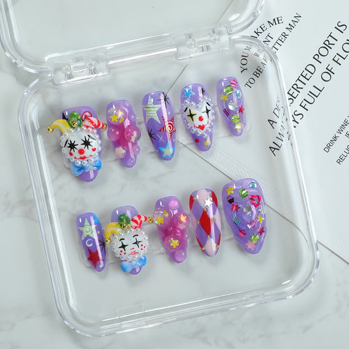 Creative nail art set with playful animal designs and glitter elements Bowlift