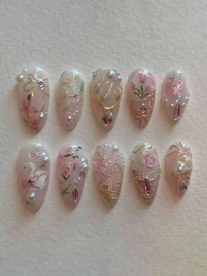 Artistic Press-On Nail Art Set Bowlift