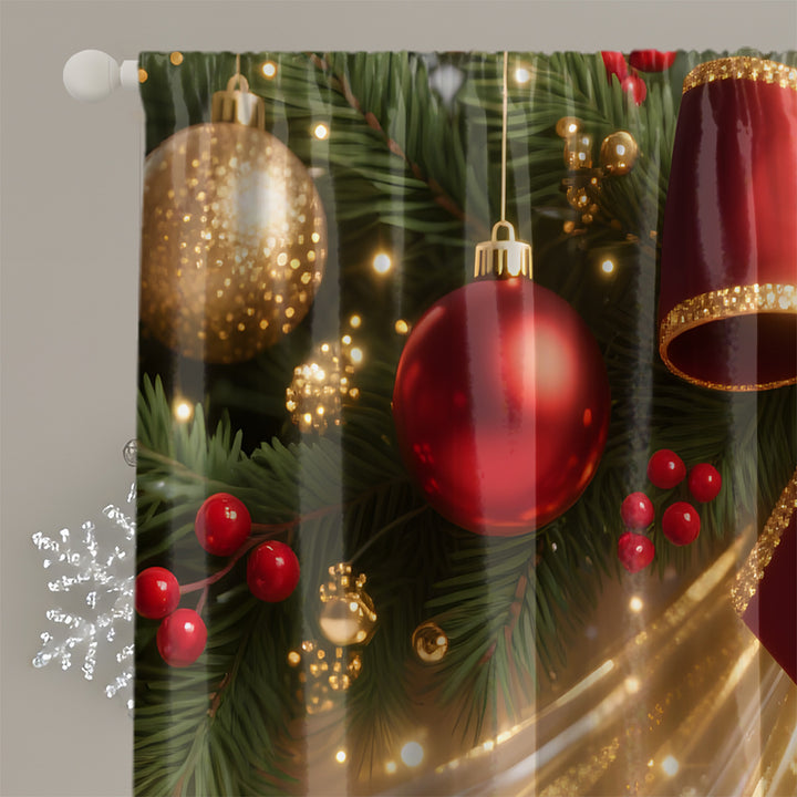Festive Holiday-Themed Sheer Curtain Panels