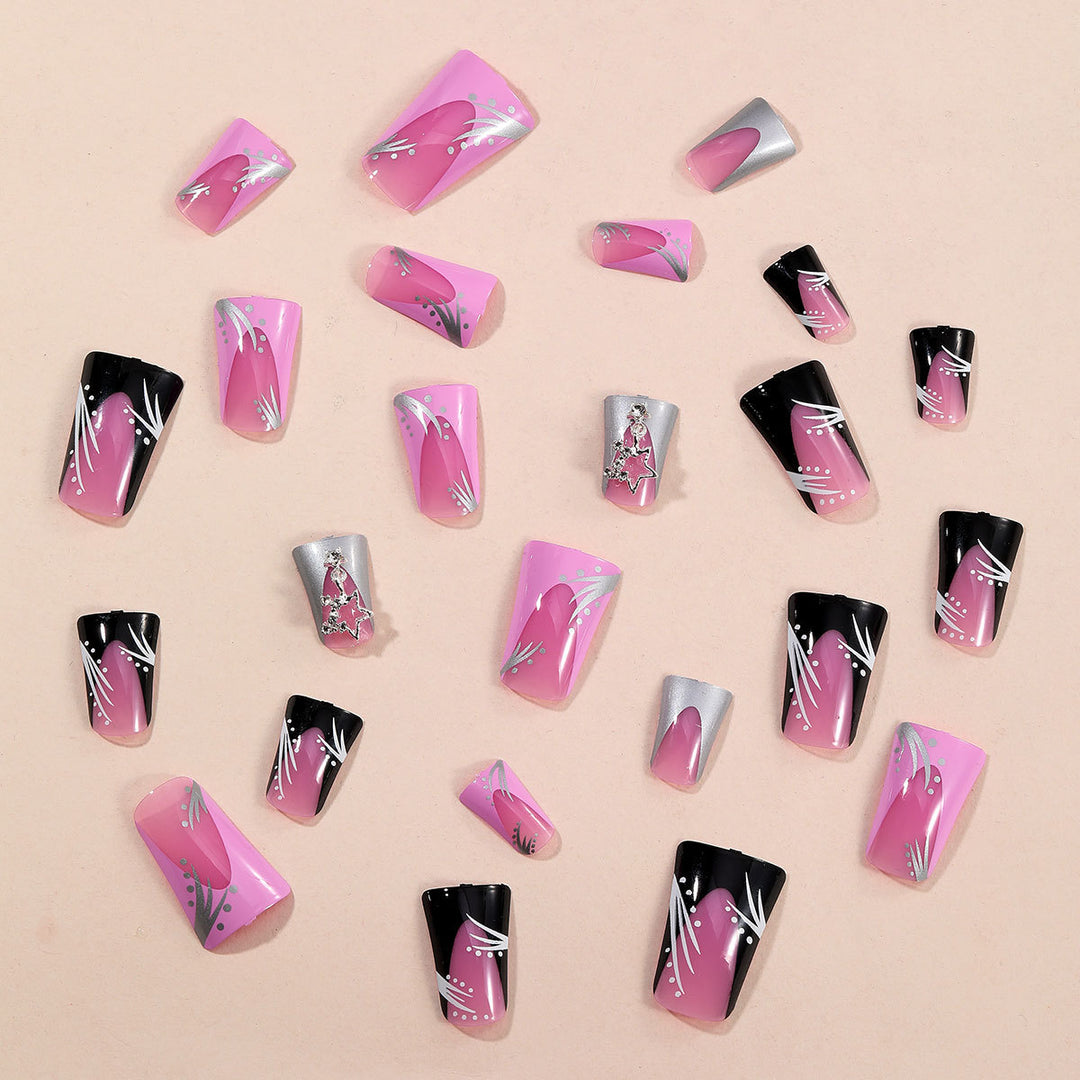 Stiletto Acrylic Nail Art Extensions with Modern Design Bowlift
