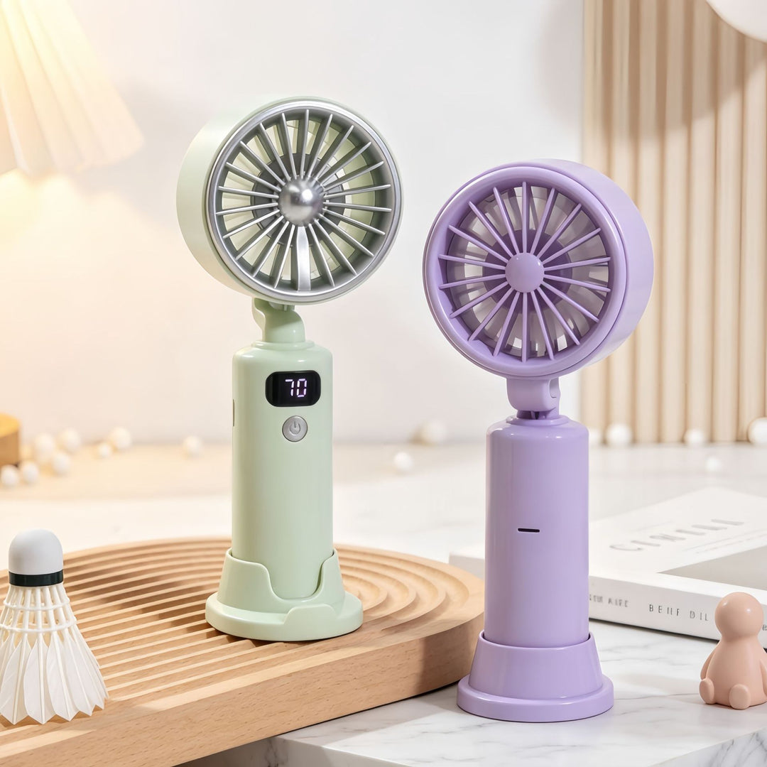 Electric Hand Fan with Digital Speed Display and Adjustable Tilt Angle Bowlift