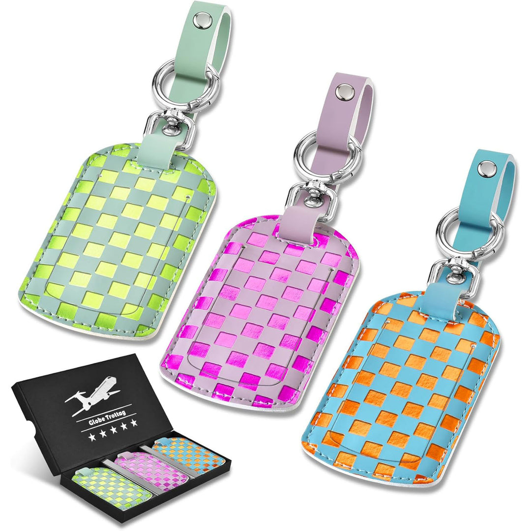 holographic woven luggage and passport ID tag with detachable keyring strap Bowlift