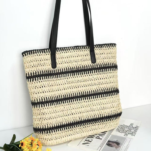 Beach bag with modern stripes and robust carrying straps Bowlift