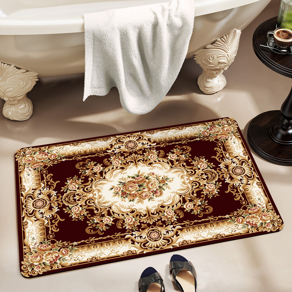 Vintage Floral Design Bath Mat Bowlift