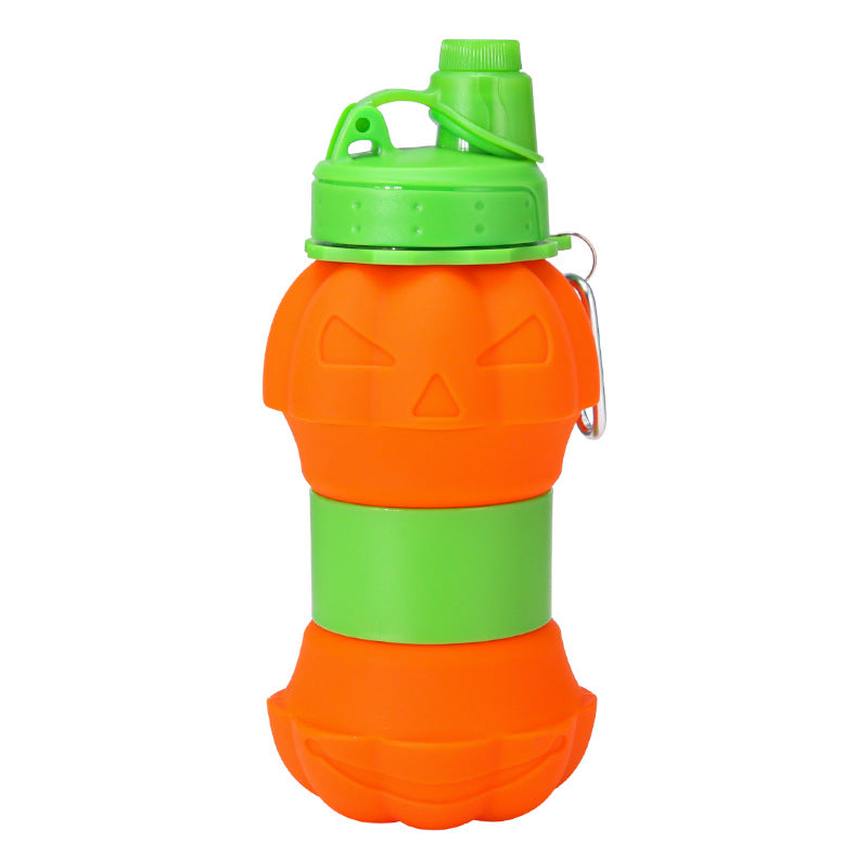Women's Folding Water Bottle with Halloween Pumpkin Design Bowlift