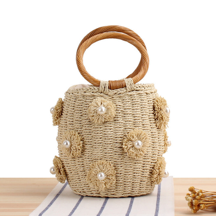 Handbag with Unique Pearl Applications Bowlift