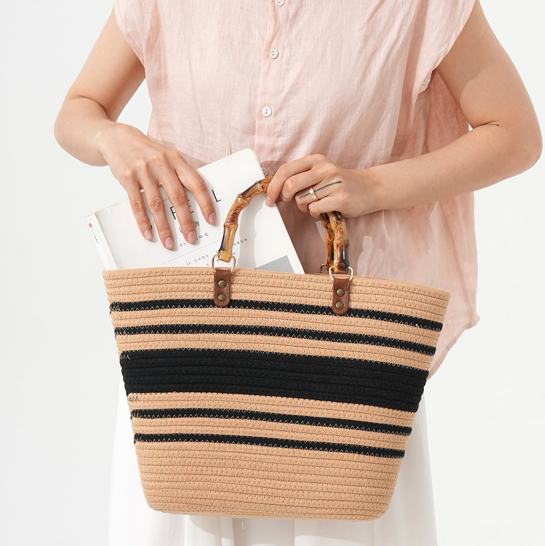 Stylish basket bag with bamboo handles Bowlift