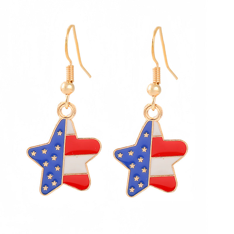 Ladies enamel earrings horseshoe with star stripe motif Bowlift