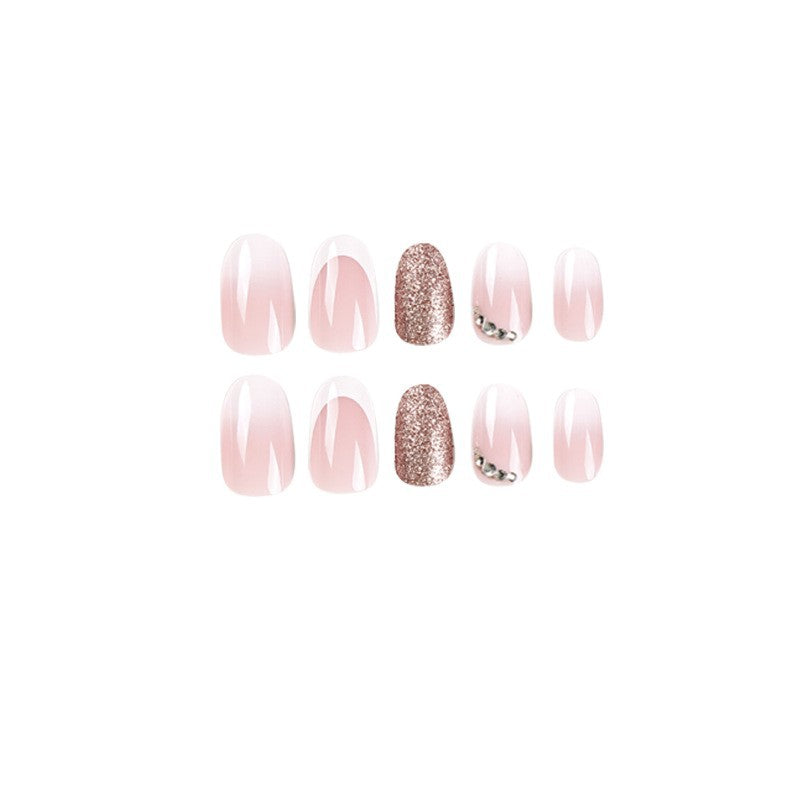 Glamorous nail extensions with shimmering accent Bowlift