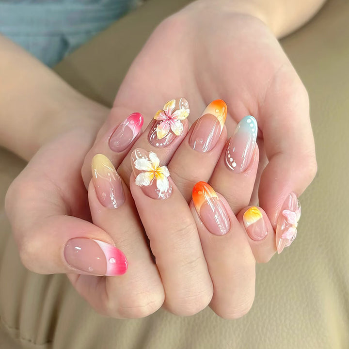 Floral and Ombre Press-On Nail Art Set Bowlift