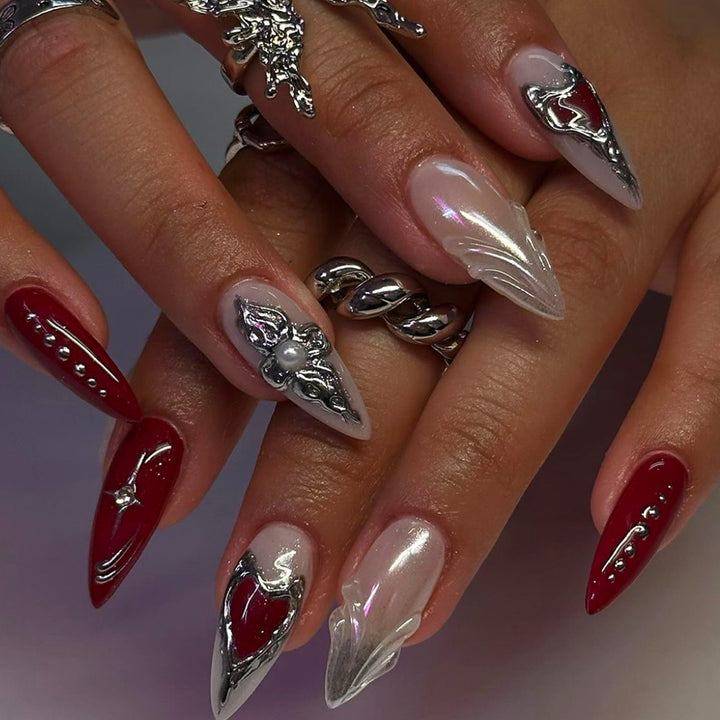 Elaborate Decorative Press-On Nail Extensions Bowlift