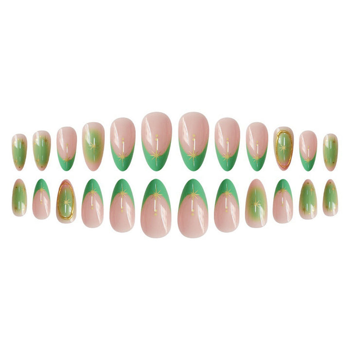 Artistic Press-On Nail Set with Star Accents Bowlift
