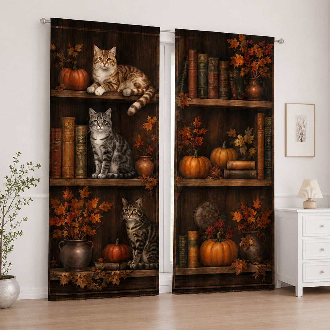 Artistic Floral Swan Print Window Curtains