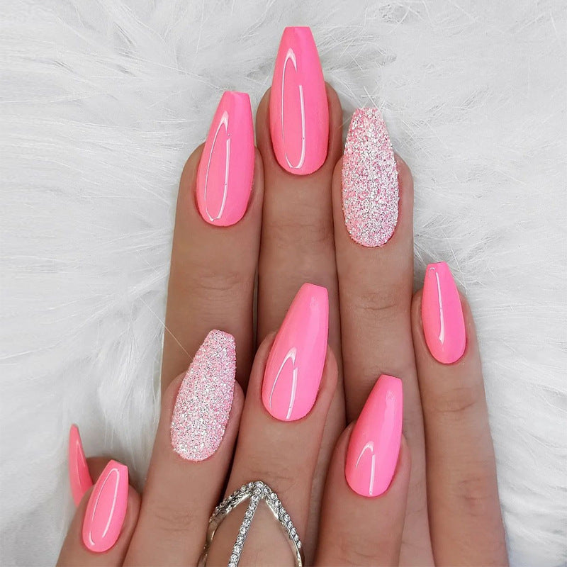 Elegant Stiletto Press-On Nail Art with Rhinestone Accents Bowlift