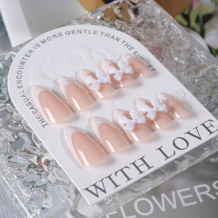 Decorative Press-On Nail Tips with Bow Accents Bowlift