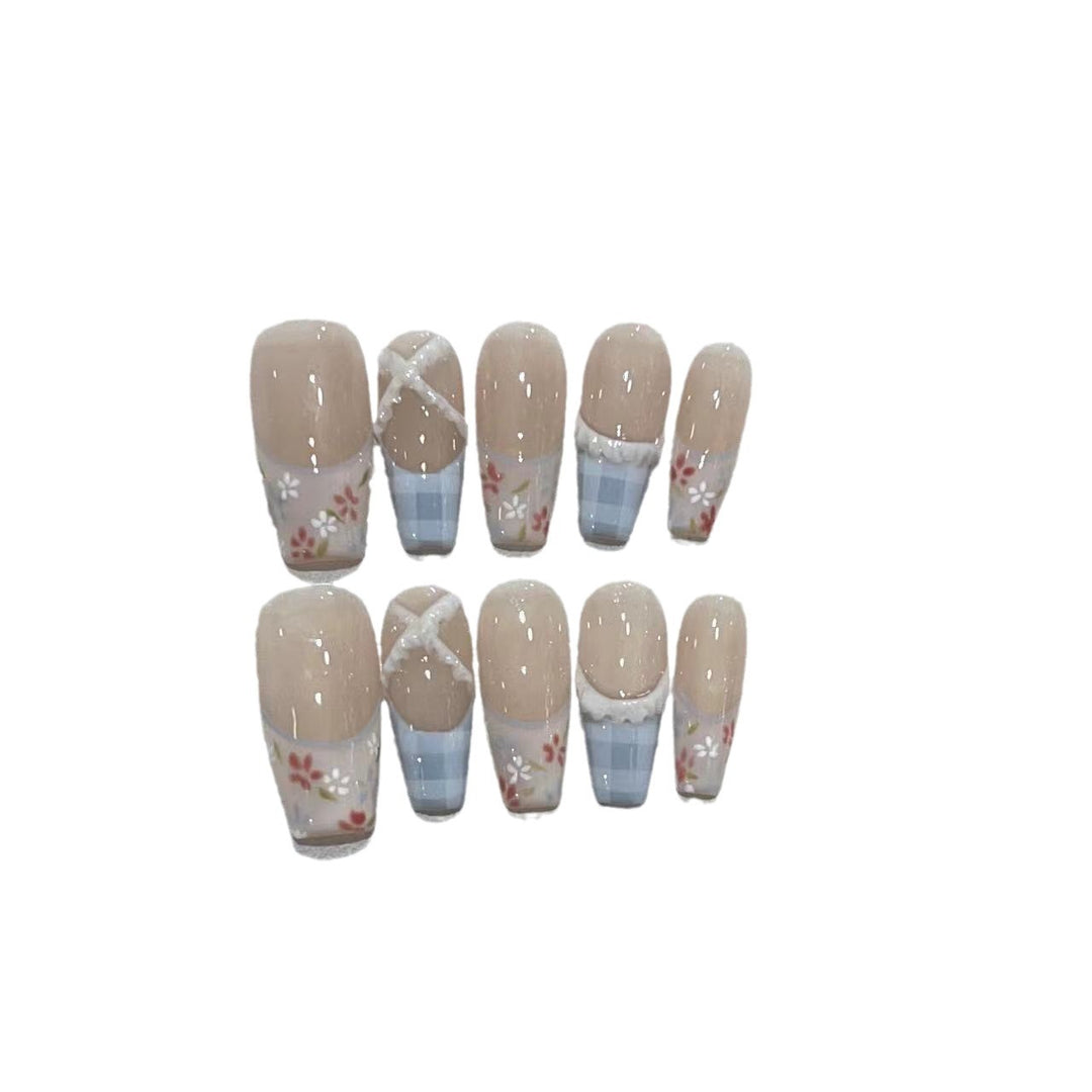 Floral Design Acrylic Press-On Nail Set Bowlift