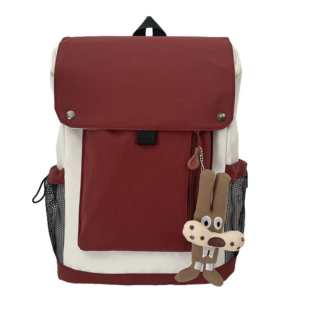 Backpack with Functional Design and Cute Plush Pendant Bowlift