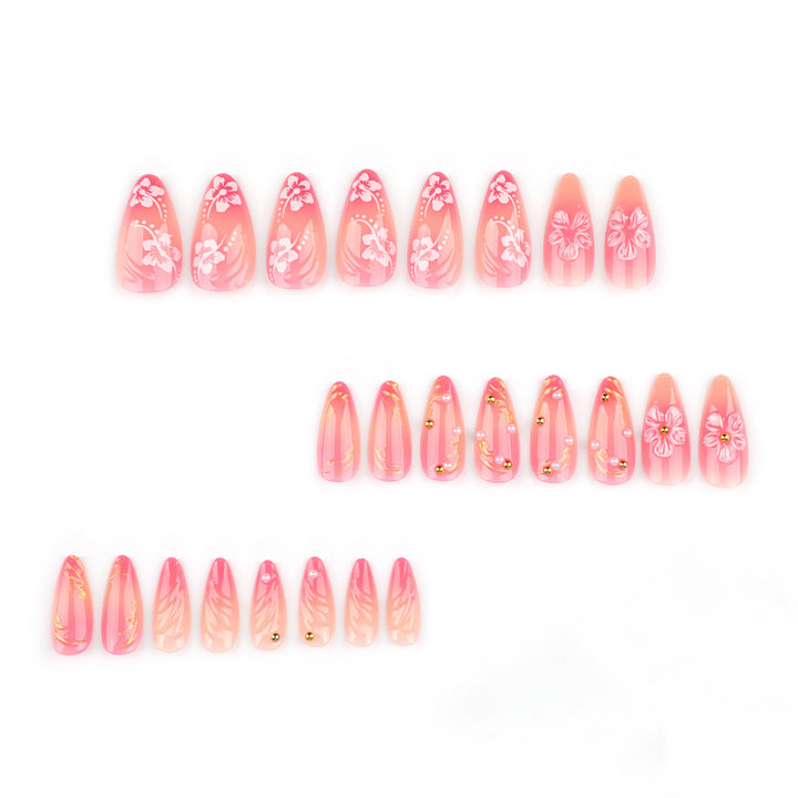 Floral and Decorative Press-On Nail Set Bowlift