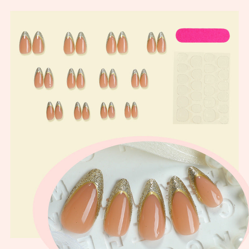 Elegant Stiletto Press-On Nail Set with Glittering Design Bowlift