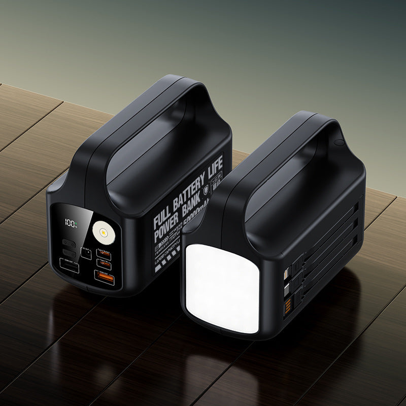 Portable power bank with integrated LED lighting and high capacity Bowlift