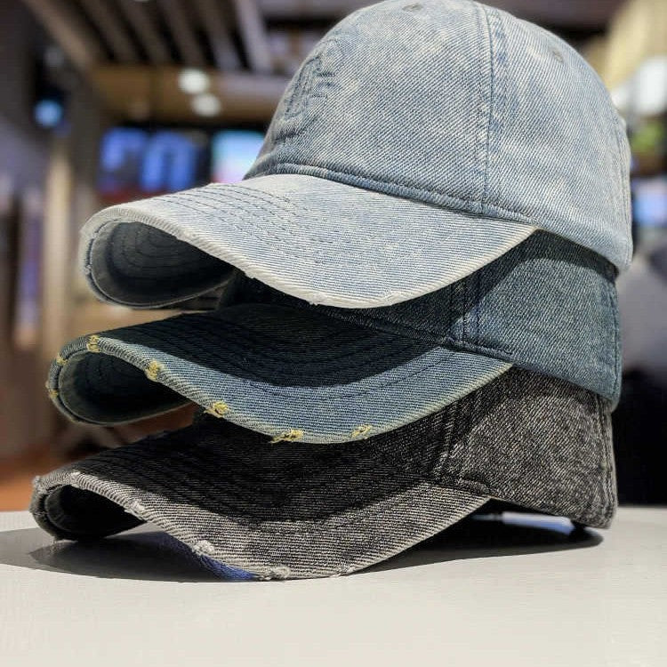 Men's Distressed Denim Baseball Cap Bowlift 1784188308