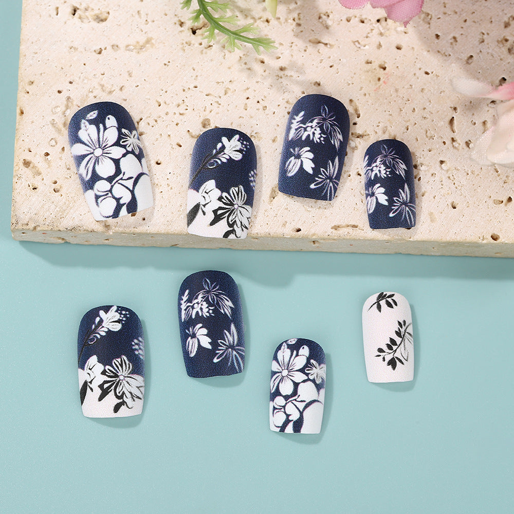 Artificial nails with floral matte design Bowlift