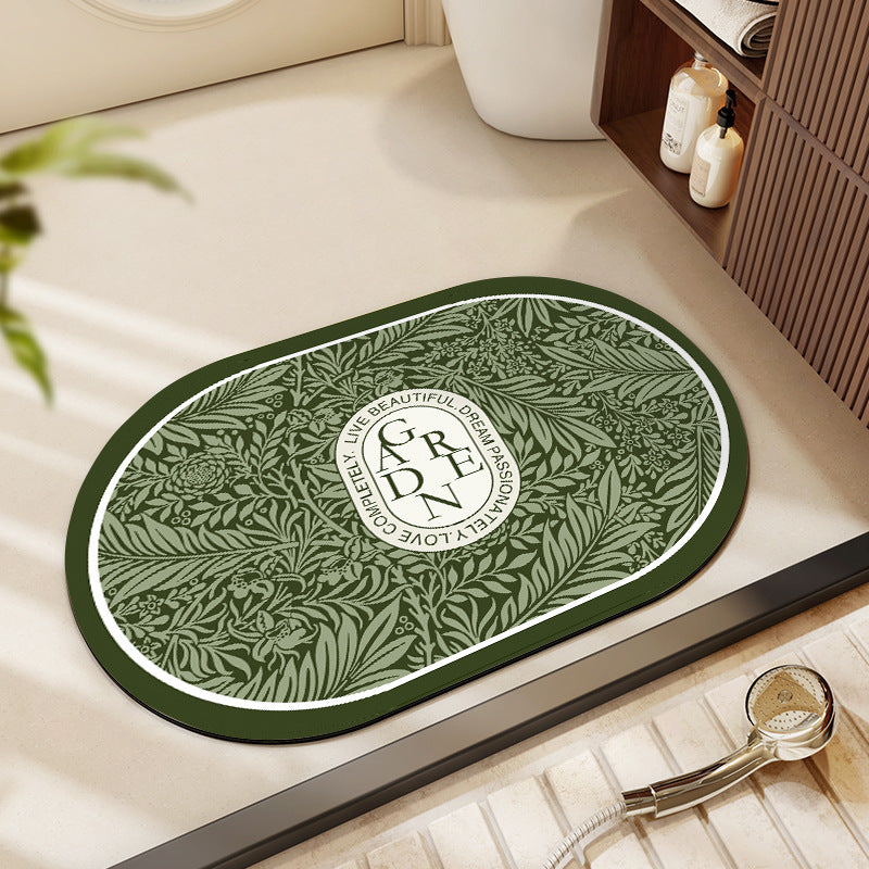 Oval Floral Bath Mat Bowlift