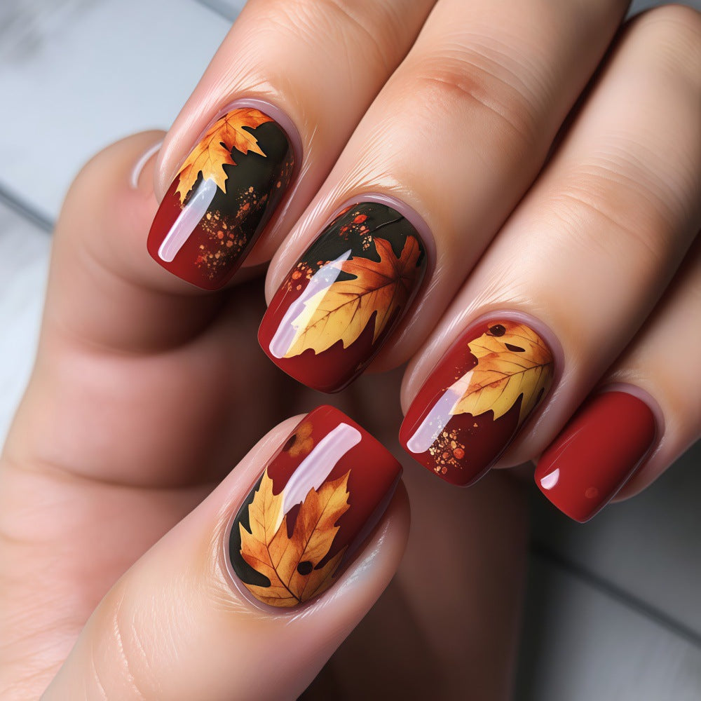 Artificial nails with autumn leaf design Bowlift