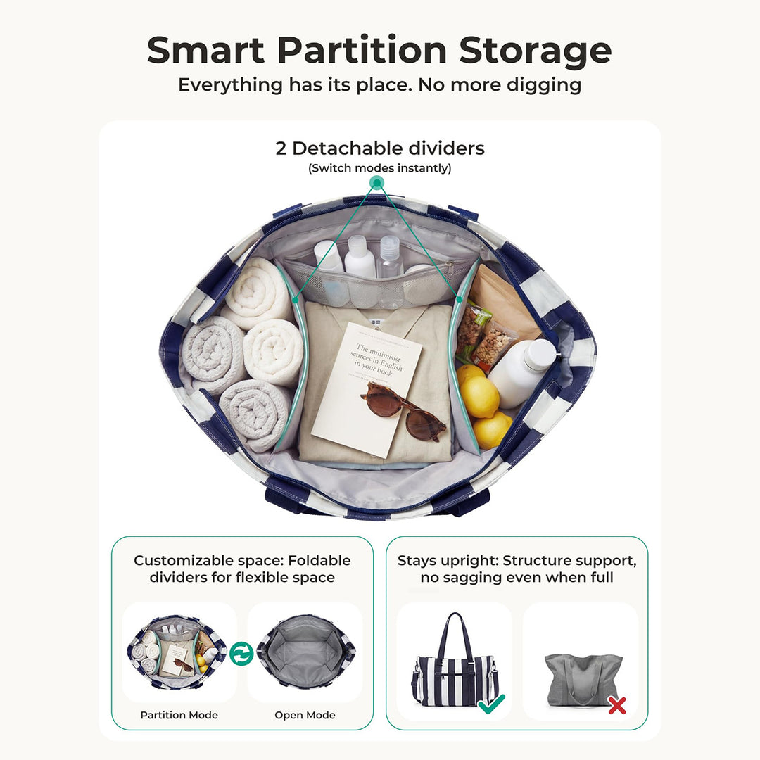Multifunctional tote bag with practical interior Bowlift