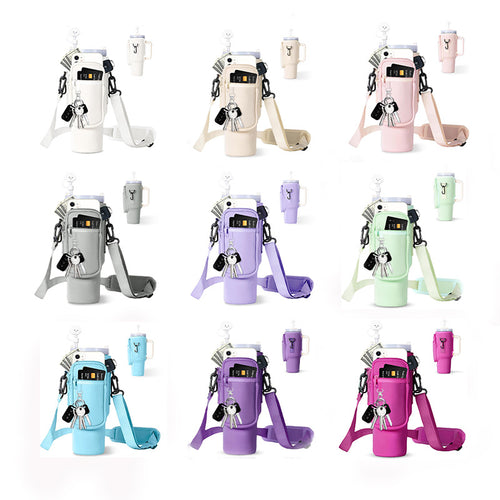 Ladies trendy and sparkling drinking bottle with shoulder bag Bowlift