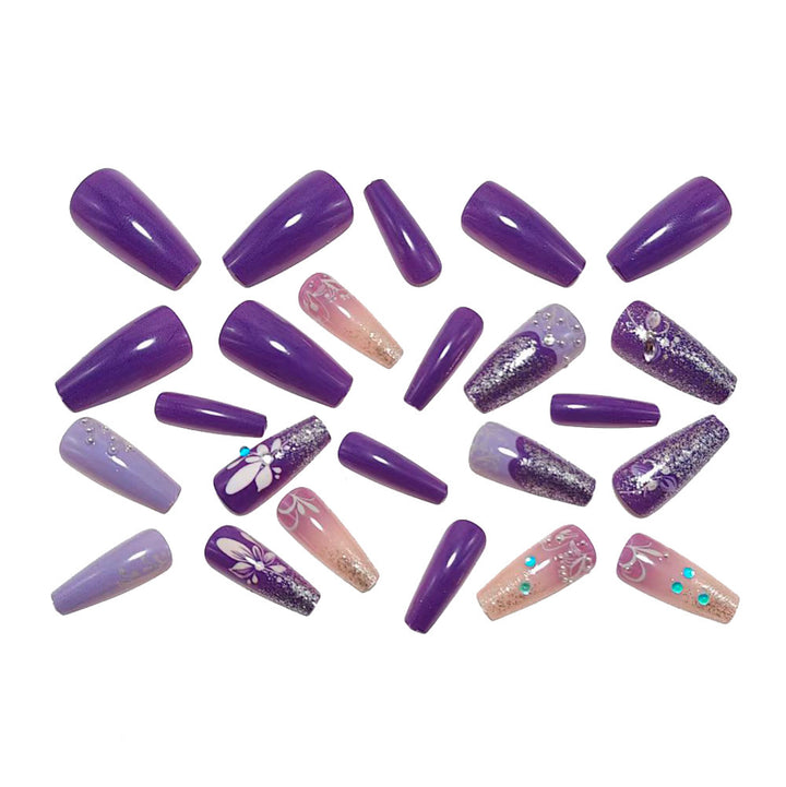 Glamorous artificial nails with floral and glittering accents Bowlift