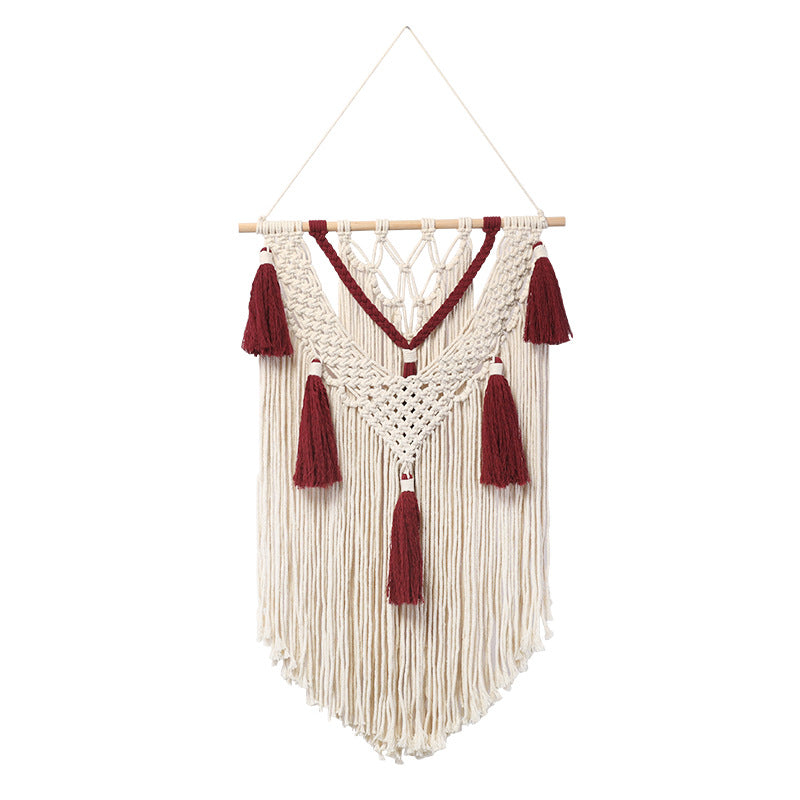 Macramé wall hanging with fringes and tassels Bowlift