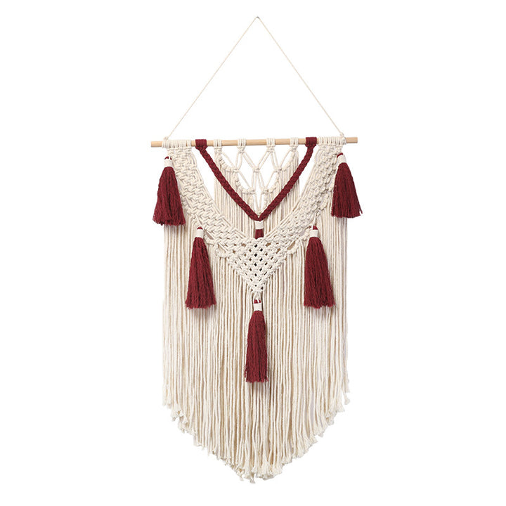 Macramé wall hanging with fringes and tassels Bowlift